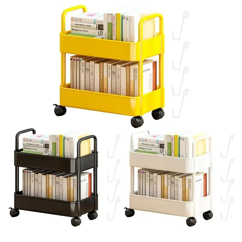 

2 Tier Mobile Storage Rack Trolley Kitchen Bathroom Bedroom Snacks Storage Rack with Wheels Organizer Home Accessories