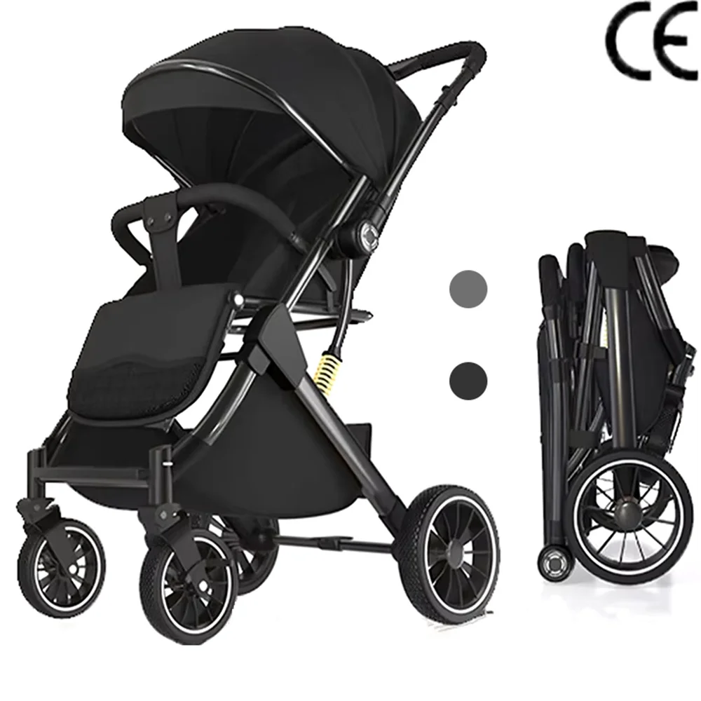 Luxurious Light High Landscape Baby Stroller leg-sapped Seat for Newborn One Hand reline Pushchair Pram Compact Size