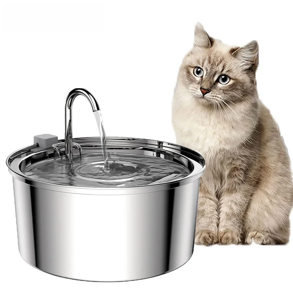 Roestvrijstalen watertoevoer voor huisdieren Automatische kattenfontein USB Elektrische mute voor kat Hond Filterfontein Slimme drinkbak - afbeelding 2