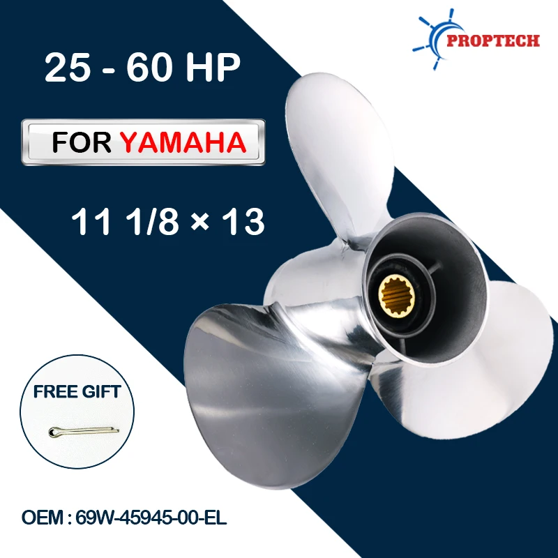 Boat Propeller For Yamaha 25hp 30hp 40hp 50hp 55hp 60hp Outboard Screw 11 1/8x13 Boat Motor Stainless Steel Propeller 3 Blade 13