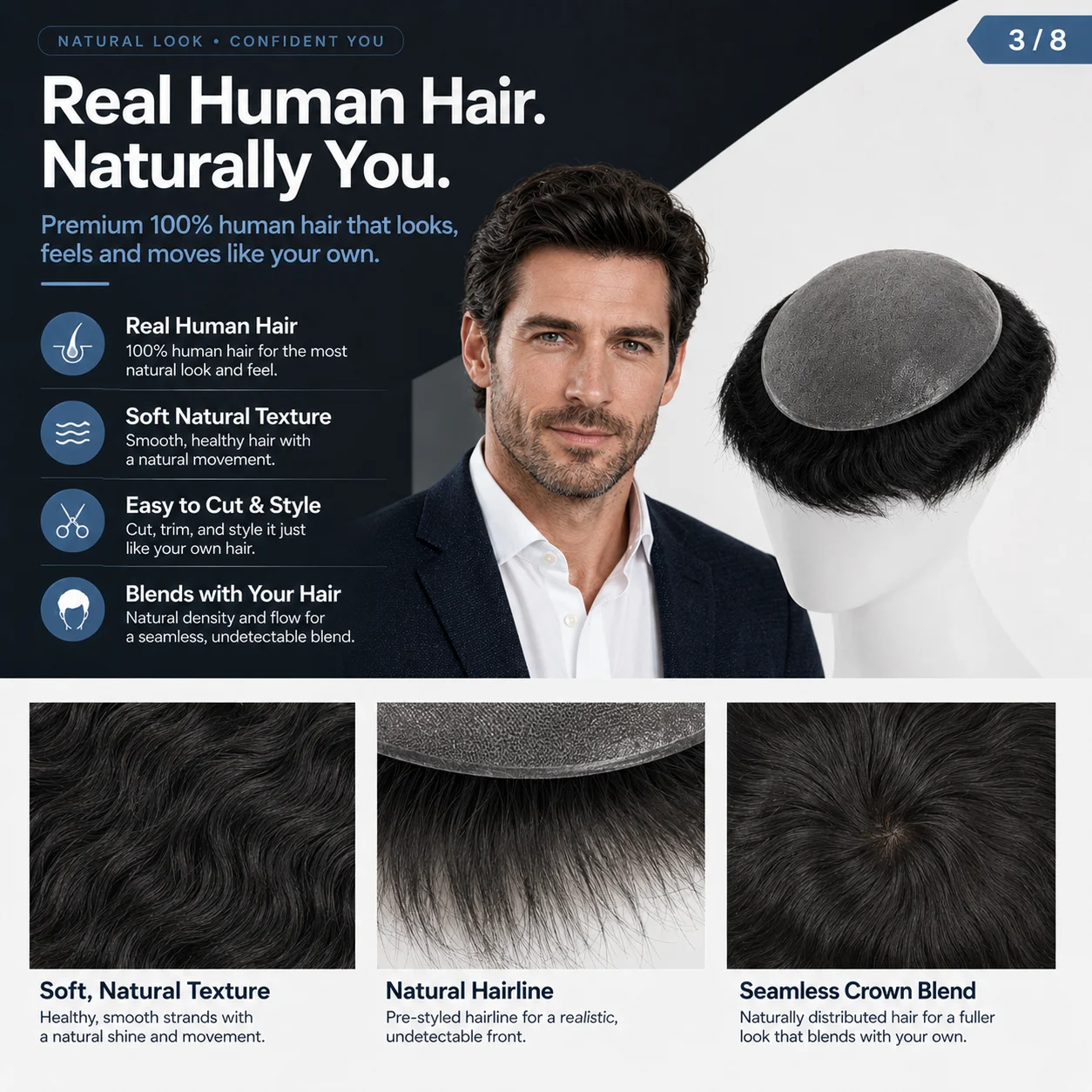 Topunique TJNG 0.03-0.04mm 6 Inches Super Thin Skin Mens Toupee Human Hair System For Men Protesis Capilar Hombre Pelo Humano