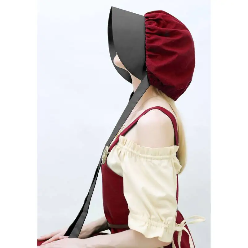 New Women's Pilgrim Victorian Bonnet Oversized Maid Cosplay Hat Vintage Old Fashioned Bonnet Red Hat Cosplay Costume Accessories