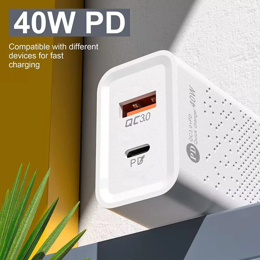 Ładowarka 40W USB C szybkie ładowanie ładowarki QC 3.0 PD typu C szybkie ładowanie do telefonu iPhone Xiaomi Samsung Huawei ładowarka Adapter