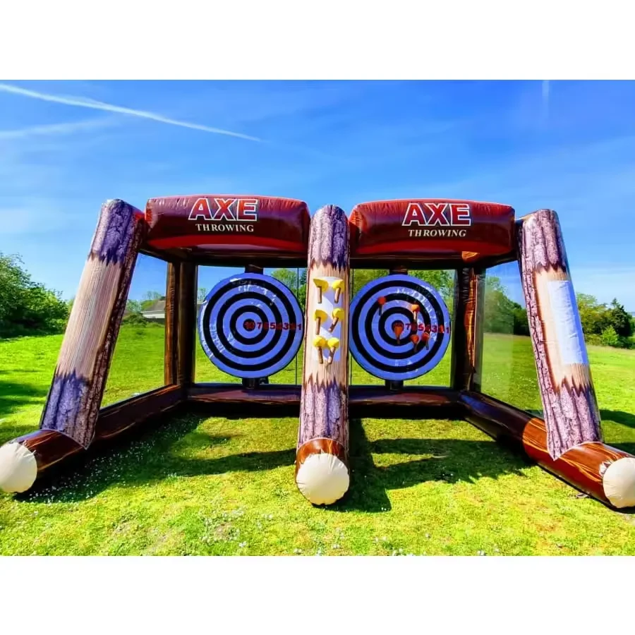 Hache Gonflable à Lancer pour Sports de Carnaval, Jeu de Fléchettes Interactif à Double Voie, pour Arrière-Cour Extérieure, 5x3m 2 Payeurs