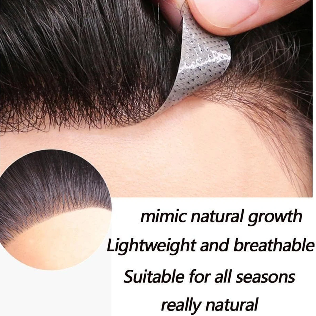 6 Inch Seamless Hairline Topper, Natural Look Replacement for Forehead Fringe & Hairline, Invisible Edge Adhesive Hair Extension