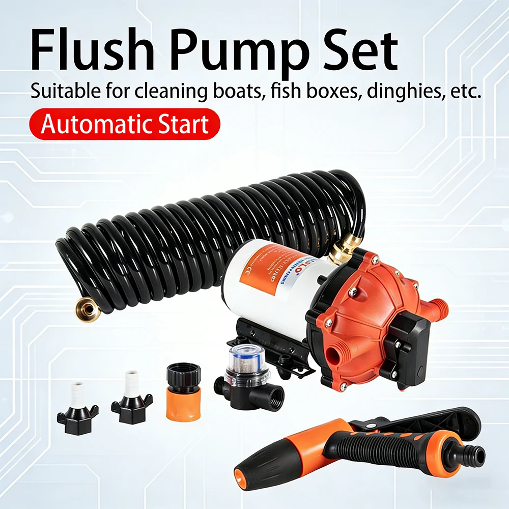 DC12V 24V Water Pump Cleaning Kit Portable Car Wash Pump with Diaphragm for Cleaning of Furniture, Floors, Cars, Decks, Etc.