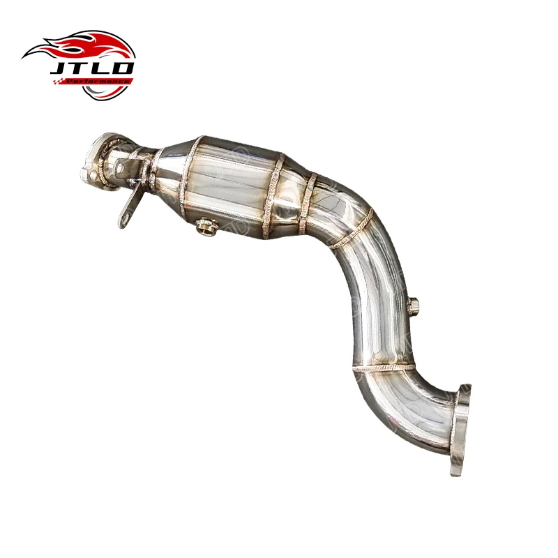 High Flow Stainless Steel Catless Exhaust Downpipe with Shell For Mercedes BENZ SLC 300 W204 C200 M271 Four-cylinder M274
