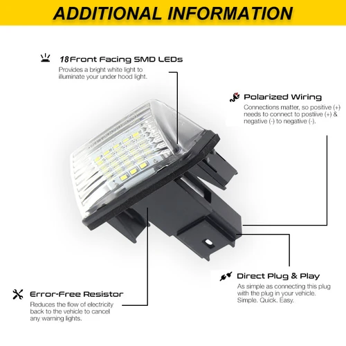 Imagen 2 del producto 2 uds Canbus LED luces de matrícula bombillas para Peugeot 206 207 307 308 406 407 Citroën C3 C4 C5 BERLINGO SAXO XSARA 12V