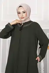 イスラム教徒の女性のための長袖アバヤ,ヒジャーブ,トルコのイスラムのドレス,ドバイの刺embroidery