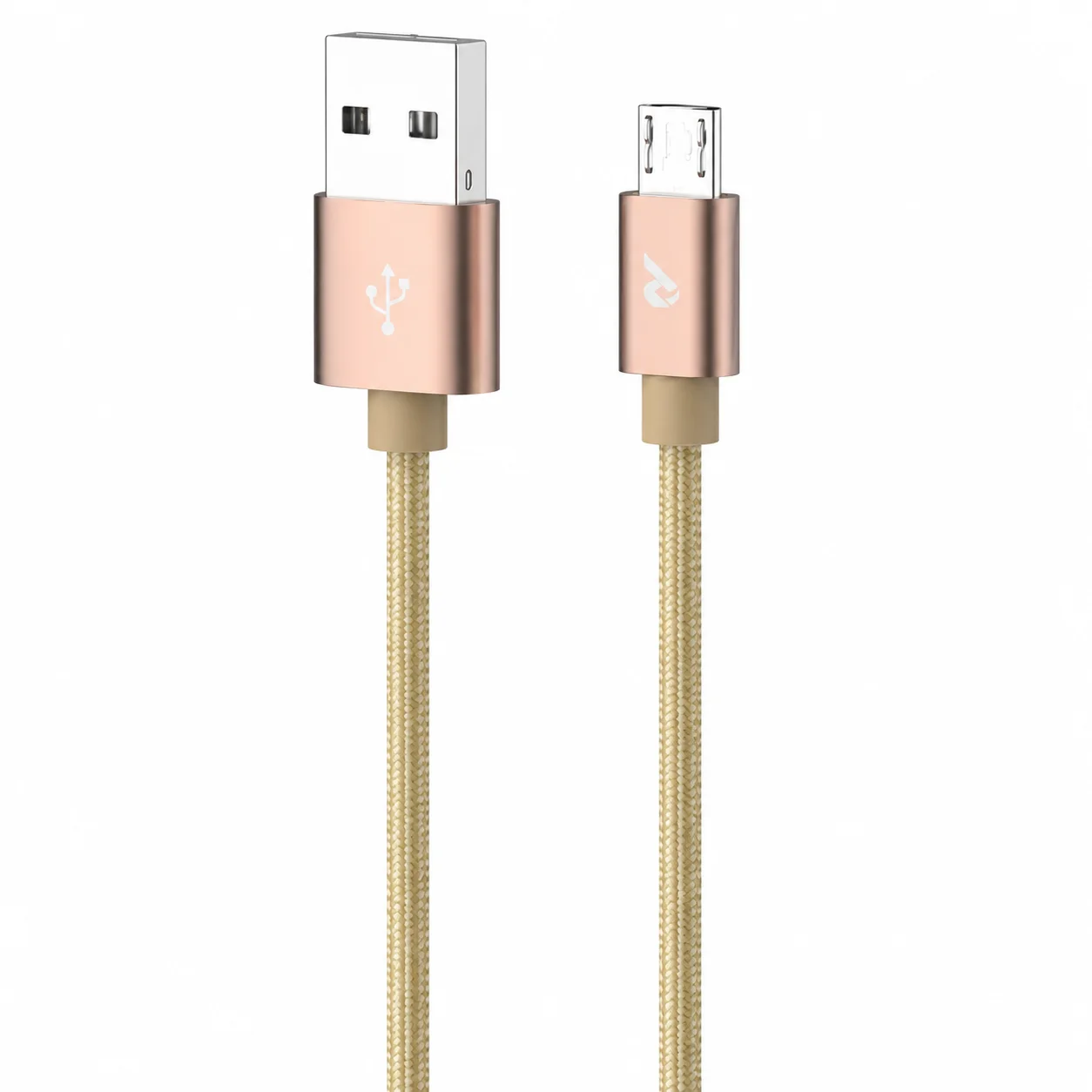 USB-a naar micro-USB-kabel 2m 3A snellaadkabel, gevlochten, goudkleurig