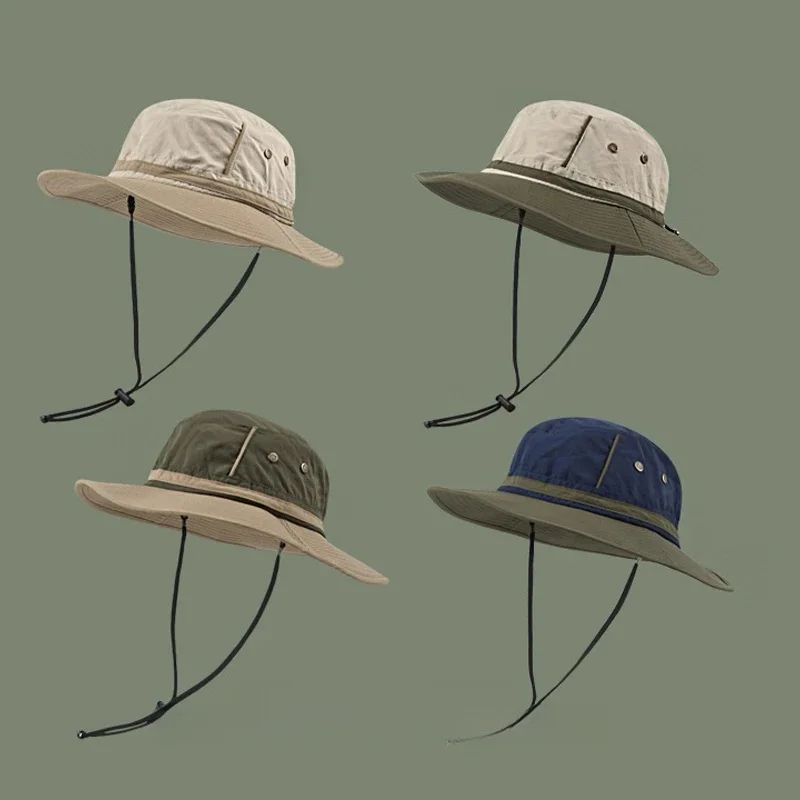 Chapeau seau japonais à grande tête avec cordon de serrage réglable, Protection UV, unisexe, surdimensionné, pour la pêche et la randonnée en plein air, chapeau d'été ​