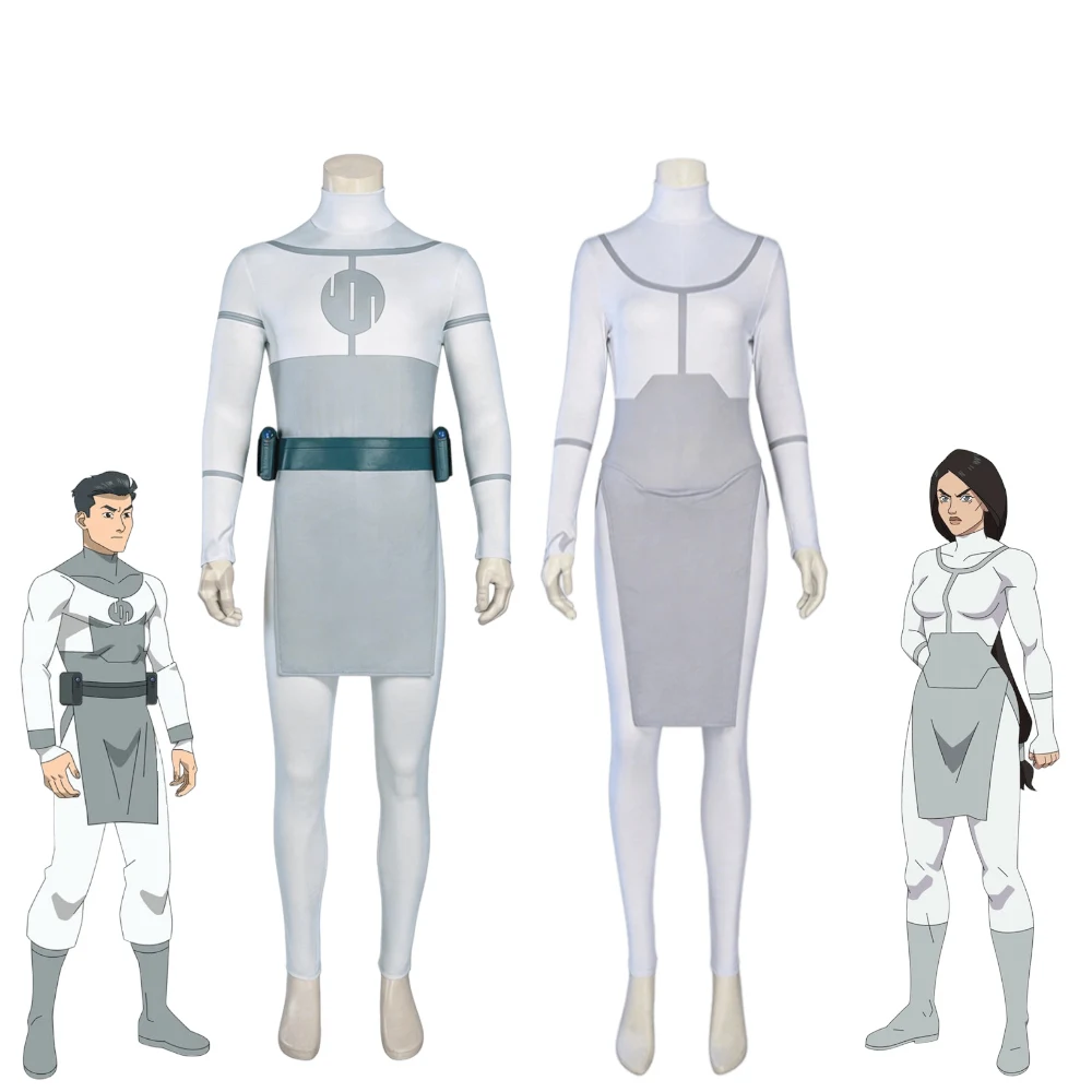 Disfraz de Cosplay de Anissa Invincible Uniforme del Imperio Viltrumita Mono de Mark Grayson Traje de Batalla de Superhéroe Blanco Bodysuit de Halloween