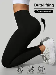 Ladies' high-waist hip-lifting yoga pants, moisture-absorbing and sweat-wicking, high-elastic sports tights, sport pants