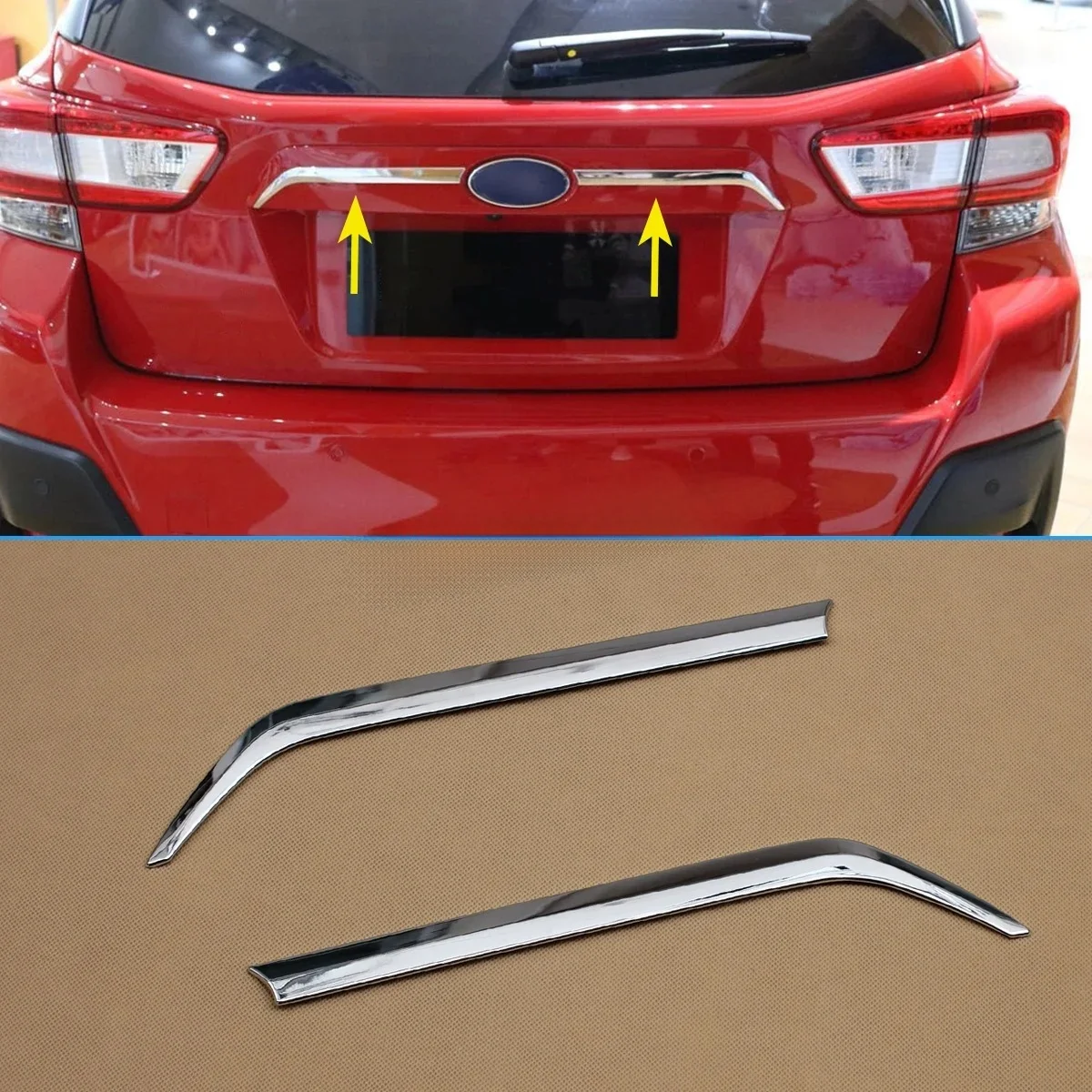 For 2018-2023 Subaru XV Crosstrek Car Rear Trunk Tailgate Molding Cover Trims Accessories Glossy Chrome