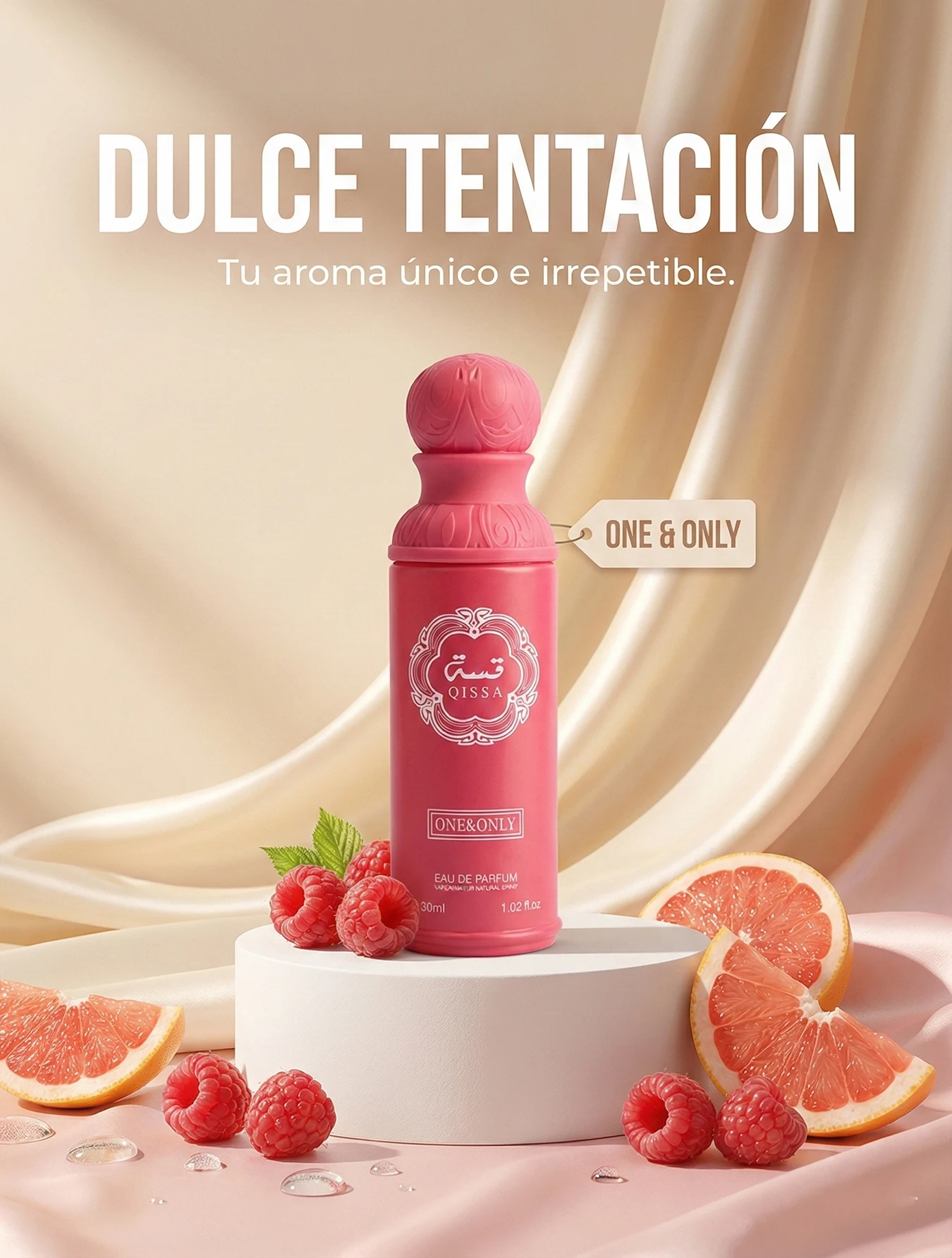 QISSA One & Only Eau de Parfum 30 ml Aroma Oriental Amaderado con Frutas y Maderas, Fragancia Dulce y Femenina, Diseño Compacto para Llevar en Bolso u Oficina, Ideal para Uso Diario y Regalo Elegante