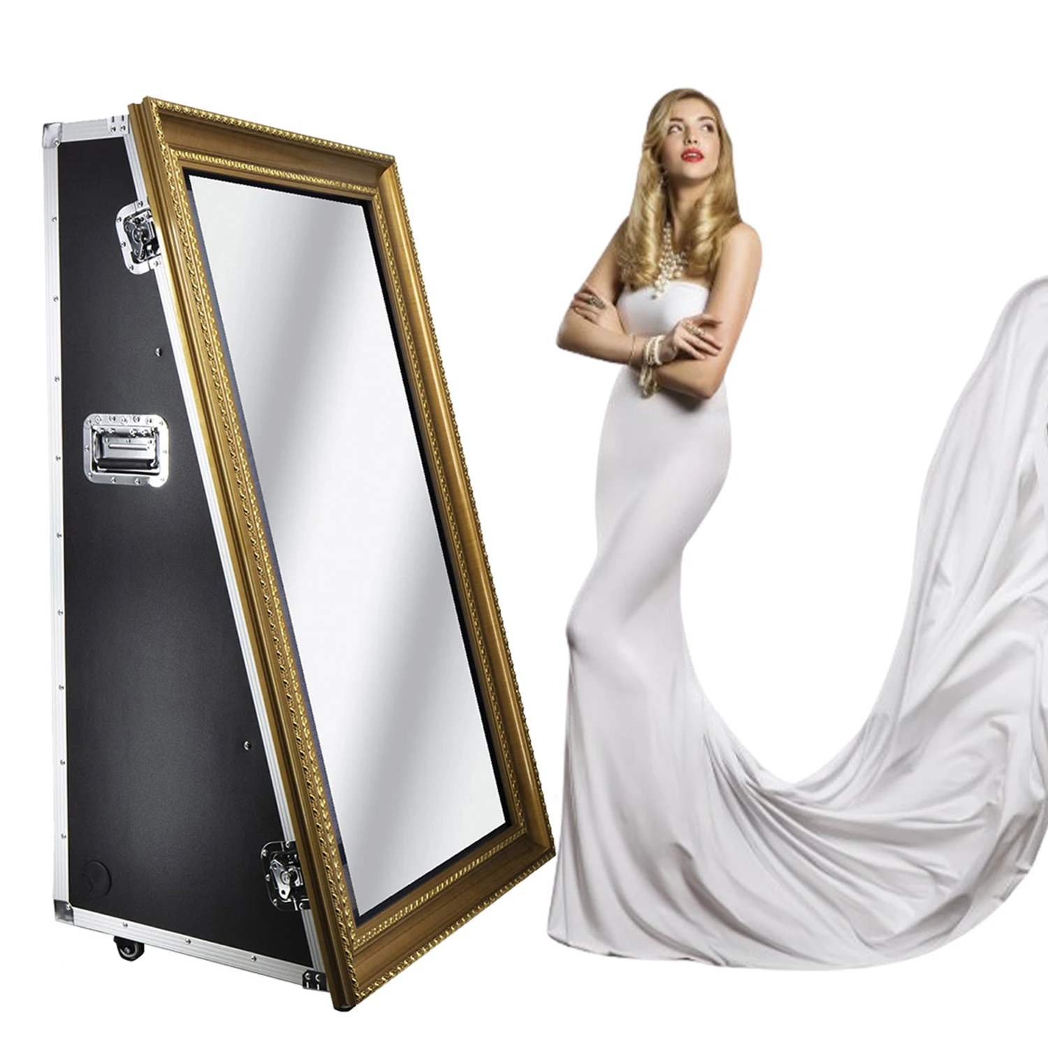 

Selfie 55 Inch Magic Photobooth Machine Mirror Retro 49 Inch Touch Screen Magic Mirror Photo Booth for Christmas Wedding Parties