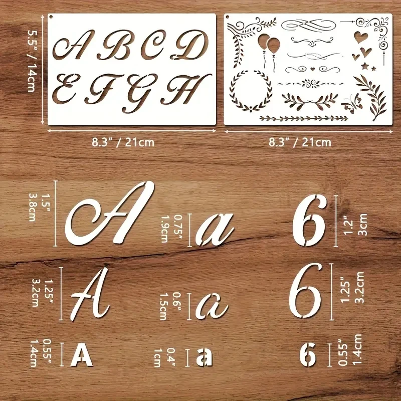 12 قطعة 8.3x5.5 بوصة استنسل الأبجدية مخطوطة مع أرقام ورموز قوالب حروف قابلة لإعادة الاستخدام لعلامات ذاتية الصنع قماش السبورة Woo