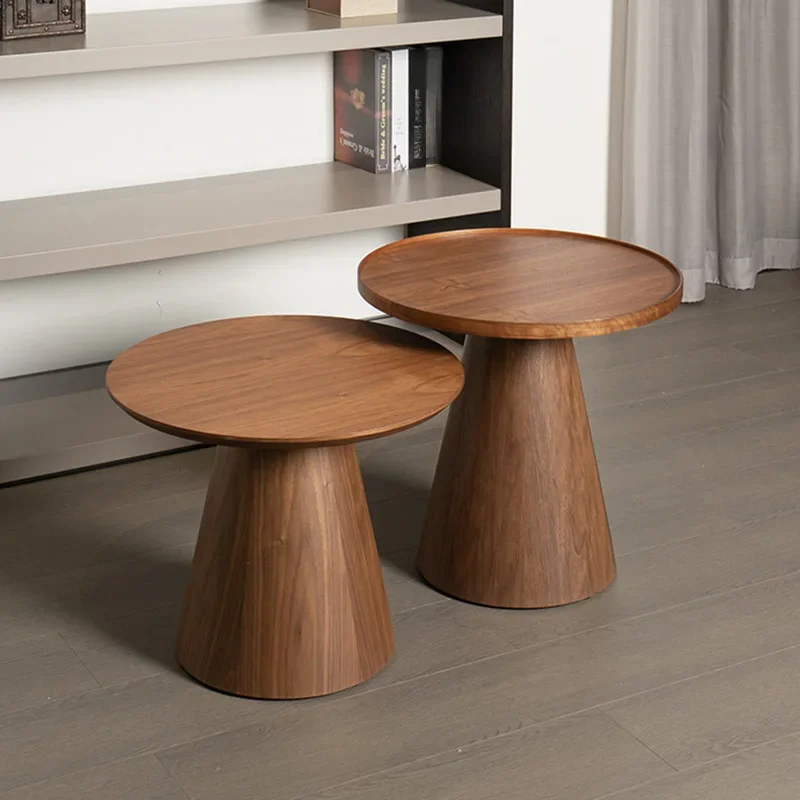 Joylive Solid Wood Round Table Vintage Coffee Table Sofa Side Table for Home Living Room Decoration