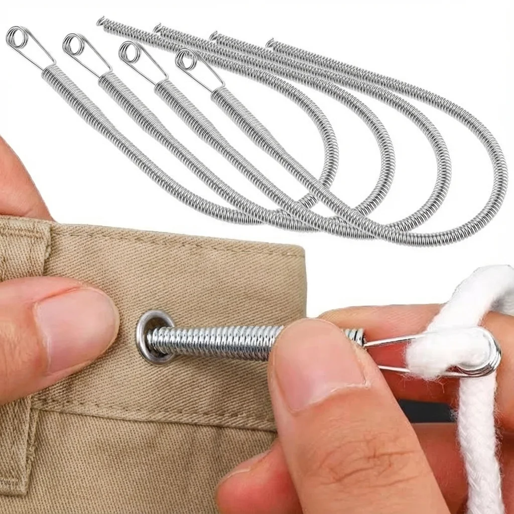 Multipurpose Rope Threading Tool DIY Bendable Spring Drawstring Threader Clip Sewing Needle for Pulling Ropes Elastic Band Craft
