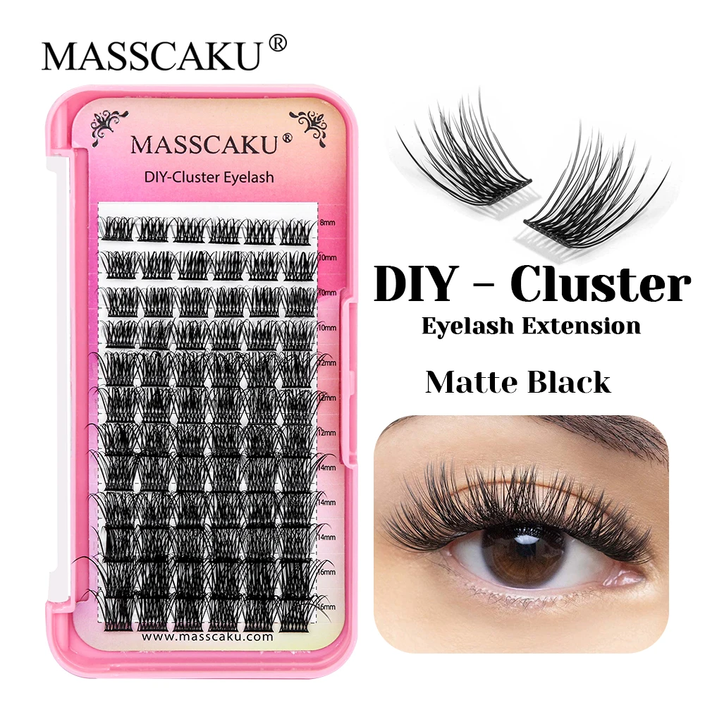 

Customized Private Logo Matte Dark Black DIY Clusters Volume Lashes 0.07mm Thickness Waterproof Segmented Eyelash by MASSCAKU