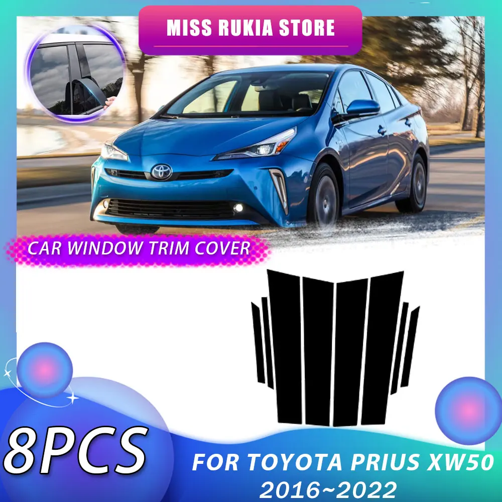 

Накладка на окно автомобиля для Toyota Prius 50 XW50 2016 ~ 2022 2017 2018 2019 2020 2021 углеродное волокно черная серебряная стойка стикер дверные наклейки аксессуары