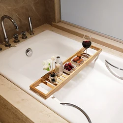 Bamboo Bathtub Tray Bathroom Shower Organizer Home SPA 70cm Wooden Storage Tray Rack for Book Wine Holder Tub Bath Accessories