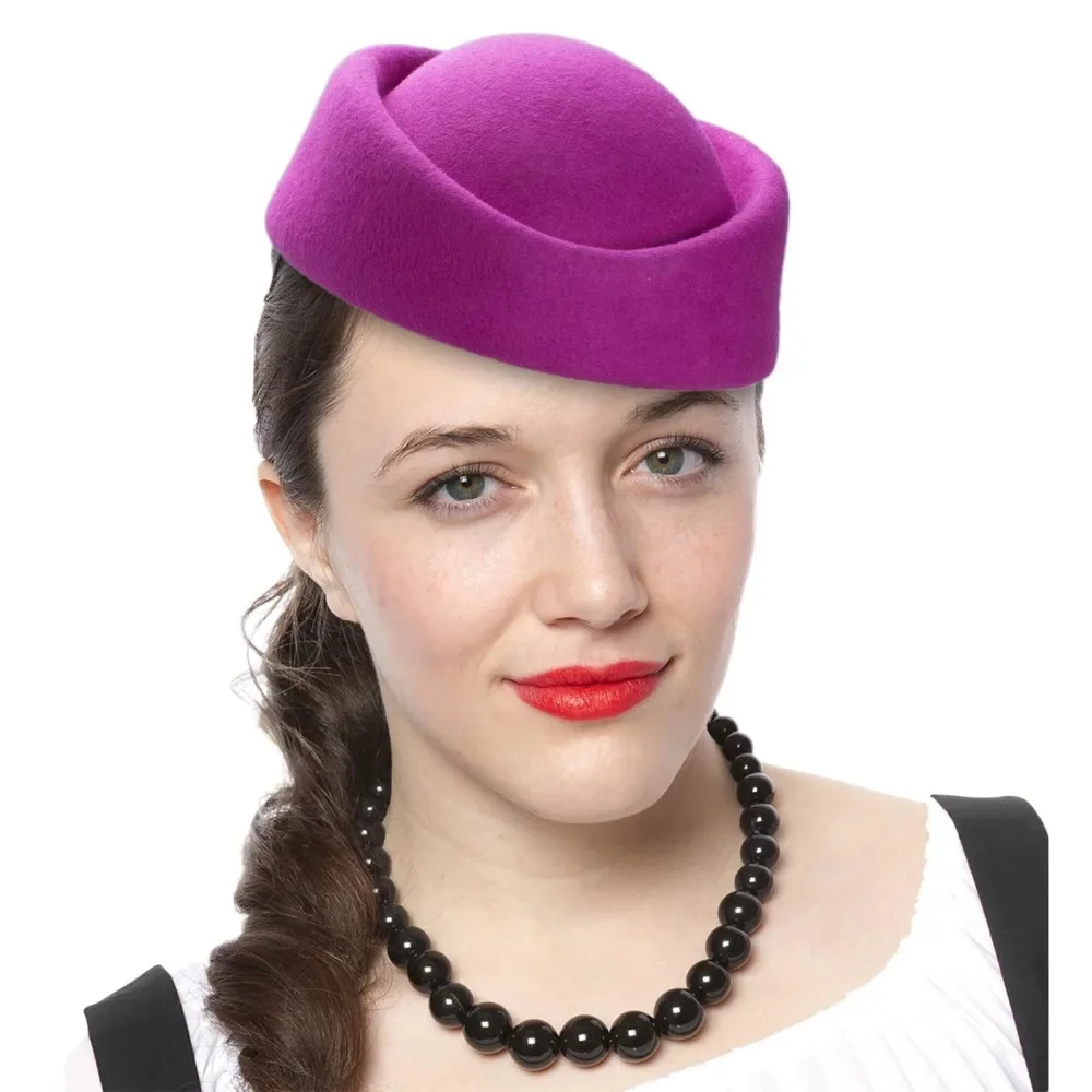 Stroiki do włosów dla kobiet Beret wełniany filc zimowy kaszkiet imprezowa, koktajlowa ślubna Fedoras stewardessa Millinery Hat Base A139 — zdjęcie 2