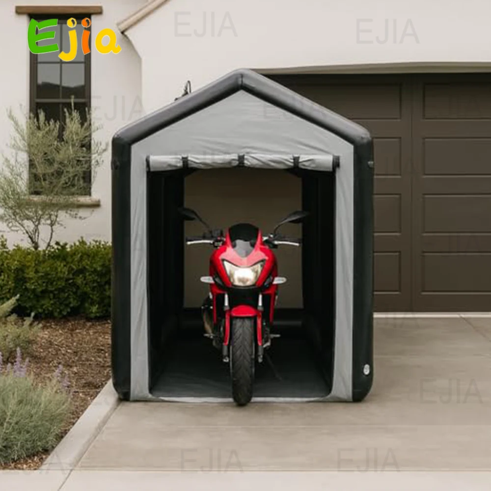 インフレータブル折りたたみガレージ 1.5x2.5x1.8m PVC製ヘビーデューティーインフレータブルシェルター（バイク、自転車、家庭用）エアポンプ付き