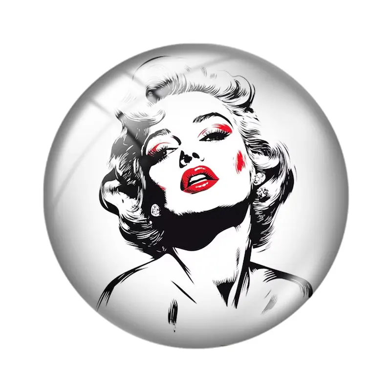 الرجعية مارلين مونرو 10 قطعة 12 مللي متر/16 مللي متر/18 مللي متر/25 مللي متر صورة مستديرة الزجاج كابوشون التجريبي شقة عودة صنع النتائج