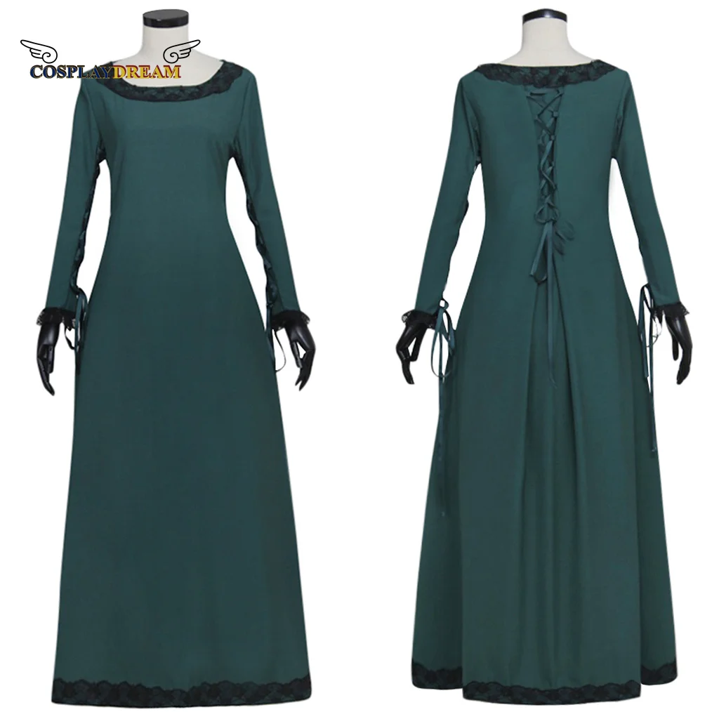 

Medieval Dress Renaissance Medieval Irish Costume Retro Peasant Bodice Overdress Dark Green Cosplay Costume