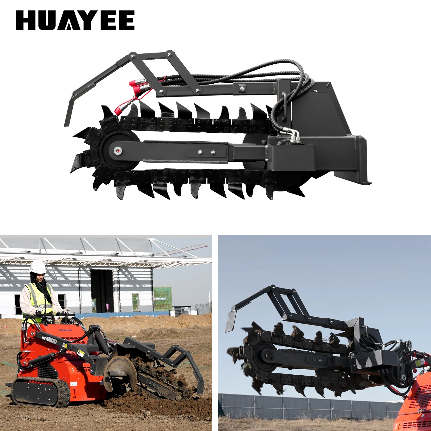 Construction trencher, fast trenching, suitable for small skid steer loaders, suitable for trenches in various soils/rocks