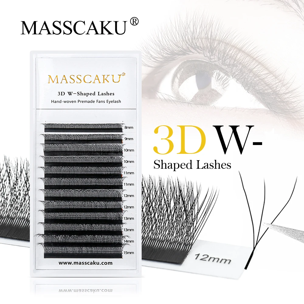 New Arrival Masscaku W Style Premade Volume Fans Eyelashes Comfortable Faux Mink 3D-W Shape Long Lasting Lash Extension