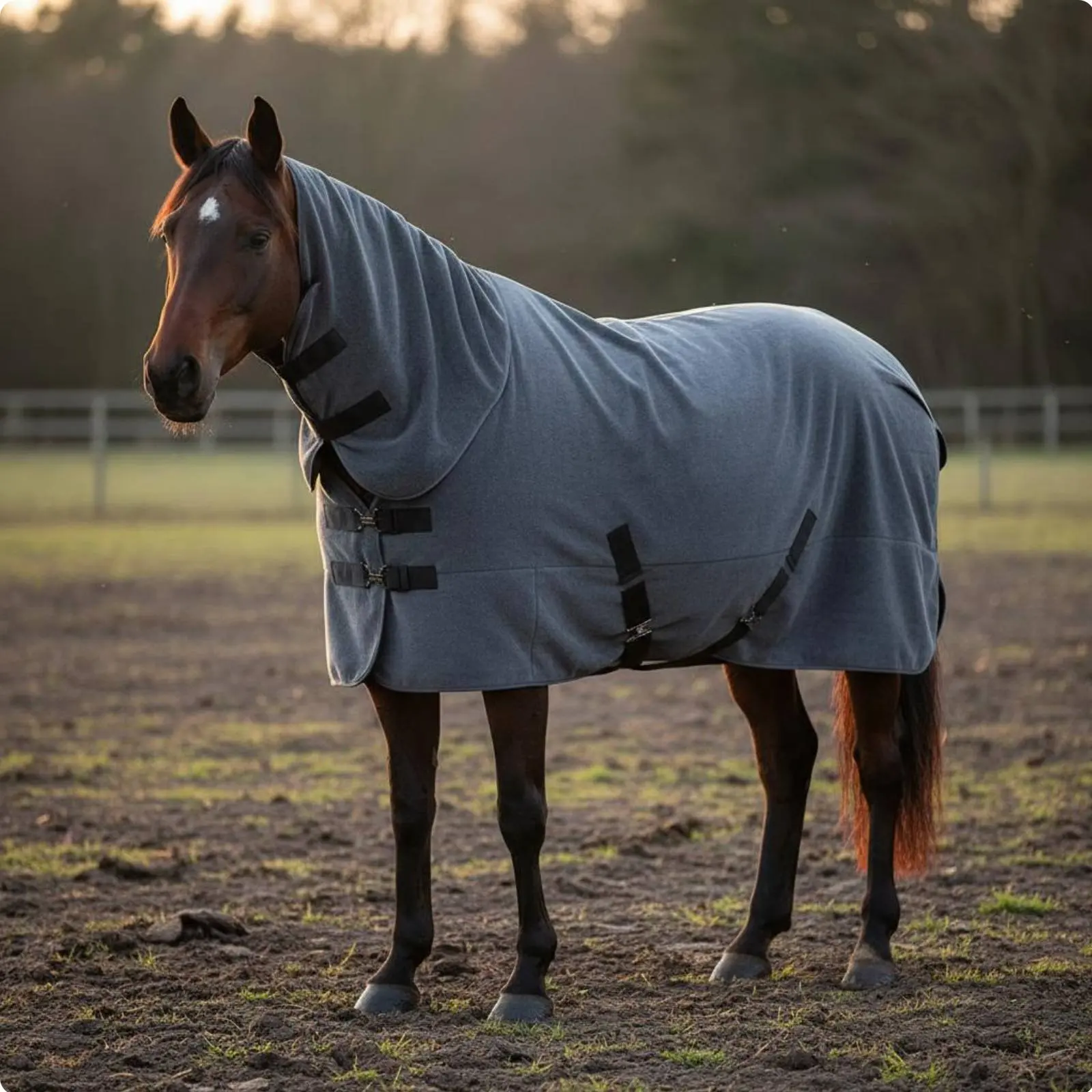 Winter Horse Blanket Skin-Friendly Fleece Horse Rug Anti-Chafe Equestrian Supplies for Cold Weather Outdoor Riding