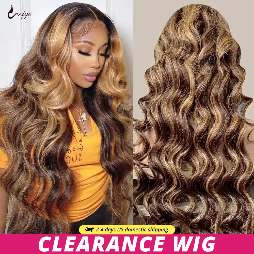 Clearance Wig 13x4 Highlight Lace Front 100% Human Hair Wig Ship From US Body Wave Lace Frontal Wig Brazilian Wig For Women