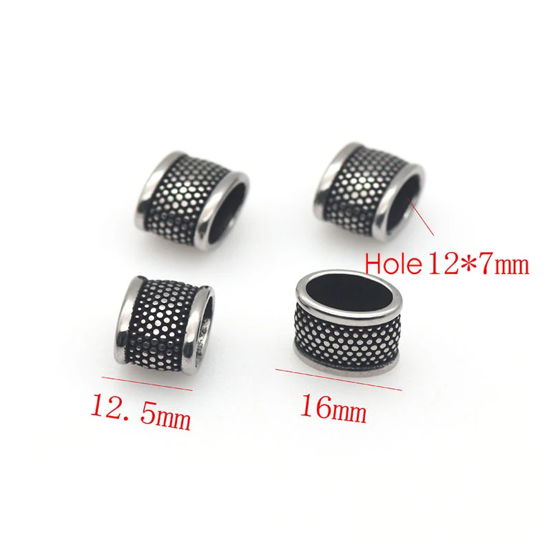 10 قطعة الفولاذ المقاوم للصدأ المنزلق الخرز النقاط البيضاوي فضفاض خزر عازل الشريحة سحر ل الجلود سوار صنع المجوهرات DIY بها بنفسك اكسسوارات