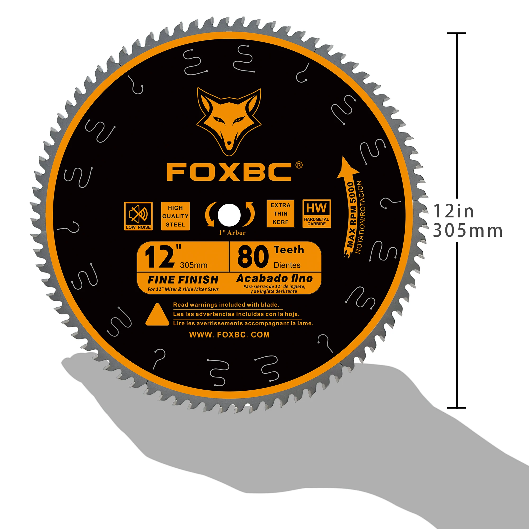 FOXBC 305mm Circular Saw Blade 80 Teeth Crosscutting 12 inch Miter Saw Blade with Tungsten Carbide 1pcs