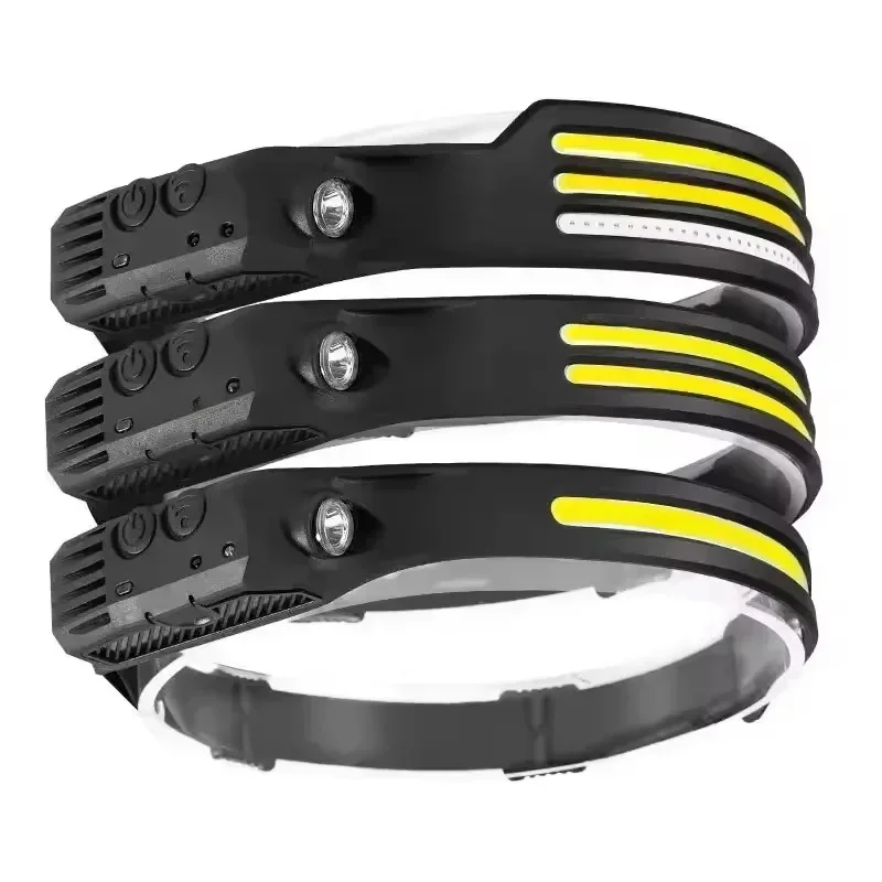 AliExpress None Multi-functional COB Headlamp Induction 6000K LED Bar Head Torch Work Light 5 Modes Rechargeable for Climbing Running Cycling