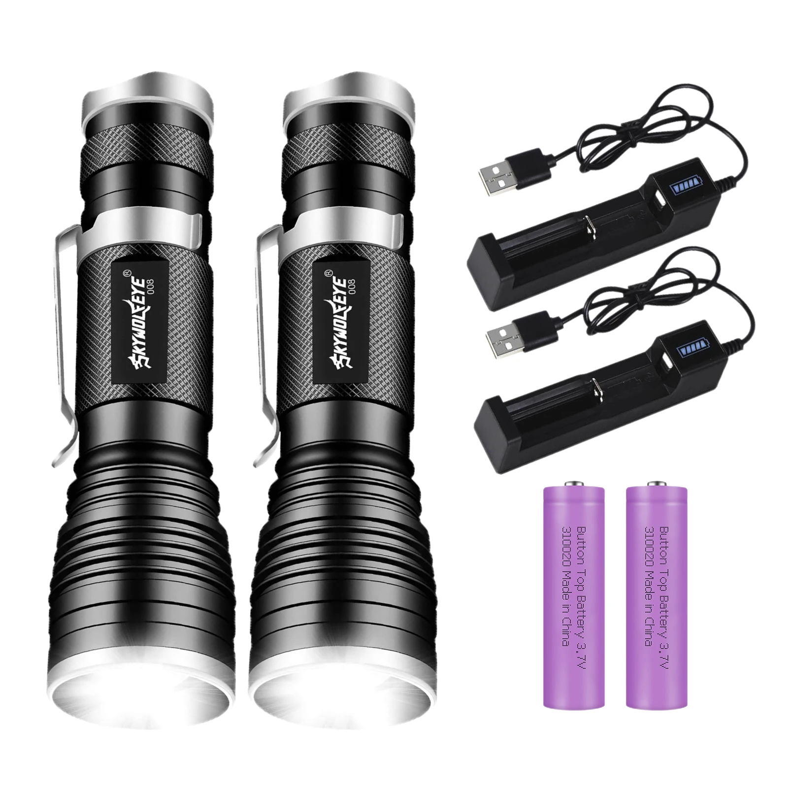 2 Pack LED Mini Flashlights High Lumens Torches with Clip,3 Modes Zoomable Waterproof Flashlights for Outdoor and Home Use