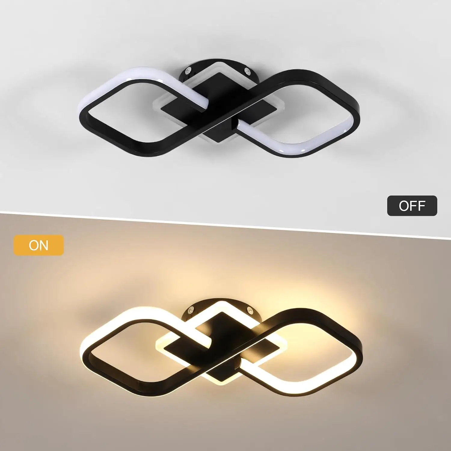 Moderne LED-Deckenleuchte, kreative Deckenleuchte mit Ringdesign, 6500 K Kaltweiß, halbbündige Deckenbeleuchtung Weiß – Detail 7