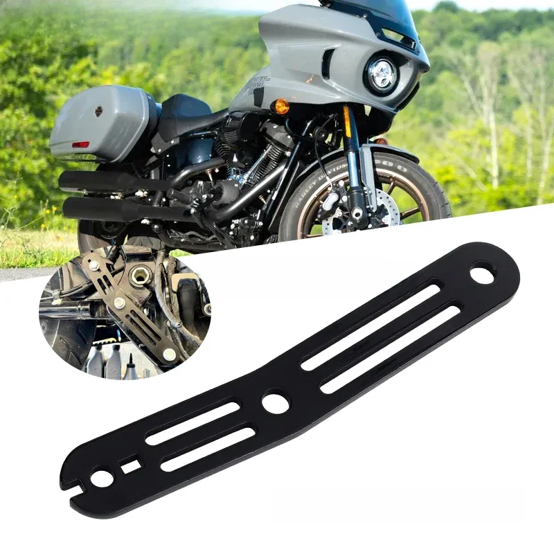 Wycinany laserowo 1/4 płyta stalowa wspornik podtrzymujący uchwyt na sakwy pasuje 2 do 1 układów wydechowych miękka końcówka Harley FXLRST FLHC 18-up — zdjęcie 2