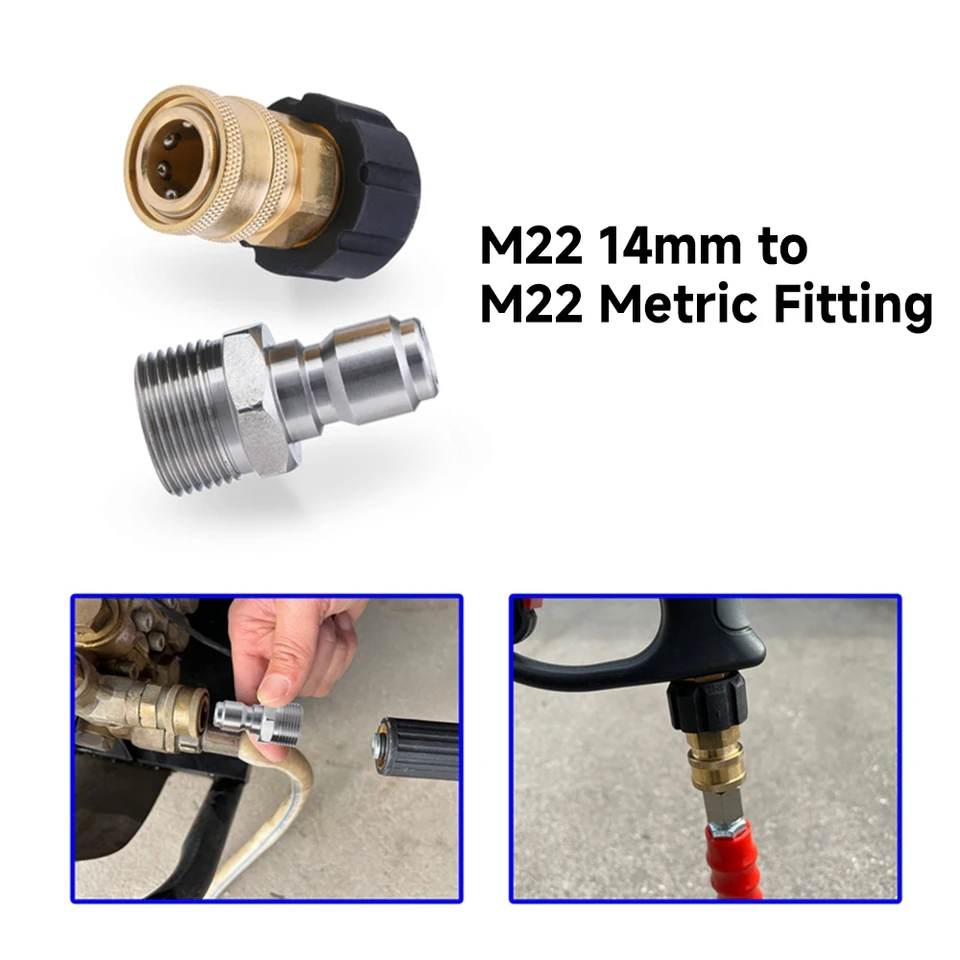 Adaptateur Nettoyeur Haute Pression M22 Femelle Pivotant Vers Rapide 3/8 Mâle – Pression Max 5000 PSI
