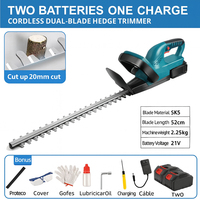 Cordless Brushless Hedge Trimmer 21V/52cm Blade/2 Batteries/20mm Cutting/Lightweight Electric Pruning Shears