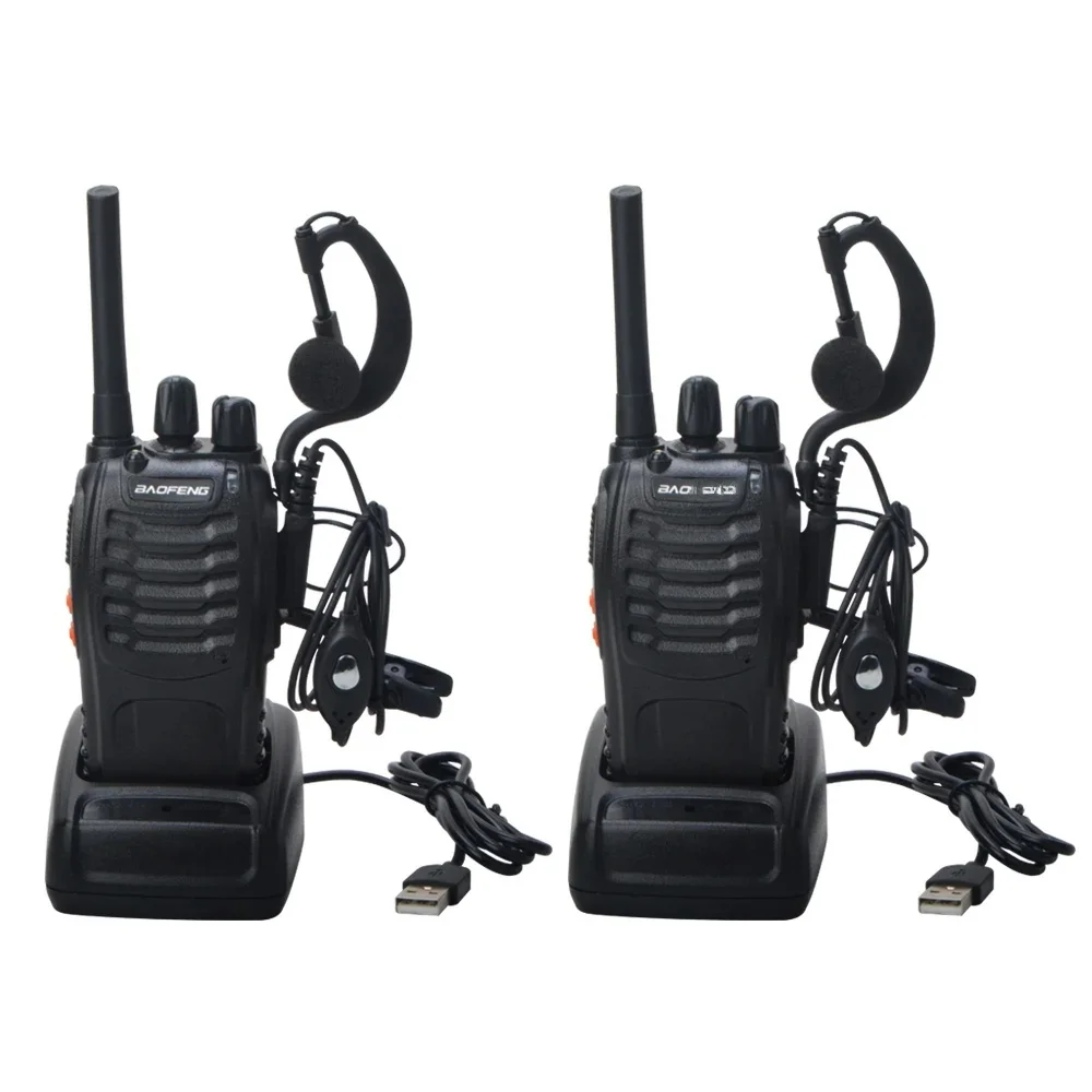 2 stks Baofeng Walkie Talkie BF-88E PMR 0.5 W 16CH UHF 446.00625-446.19375 MHz 12.5 KHz Kanaalscheiding met USB Lader Headset - afbeelding 2