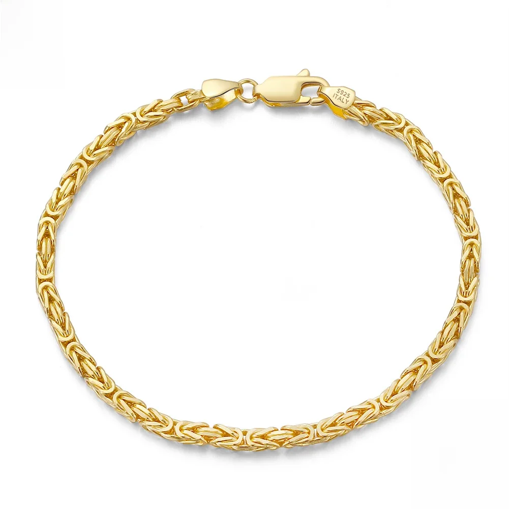 Rinntin Luxe 925 Sterling Zilver Italiaanse 2,5 mm platte Byzantijnse schakelarmband voor vrouwen Handgemaakte armband sieraden SB122 - afbeelding 2