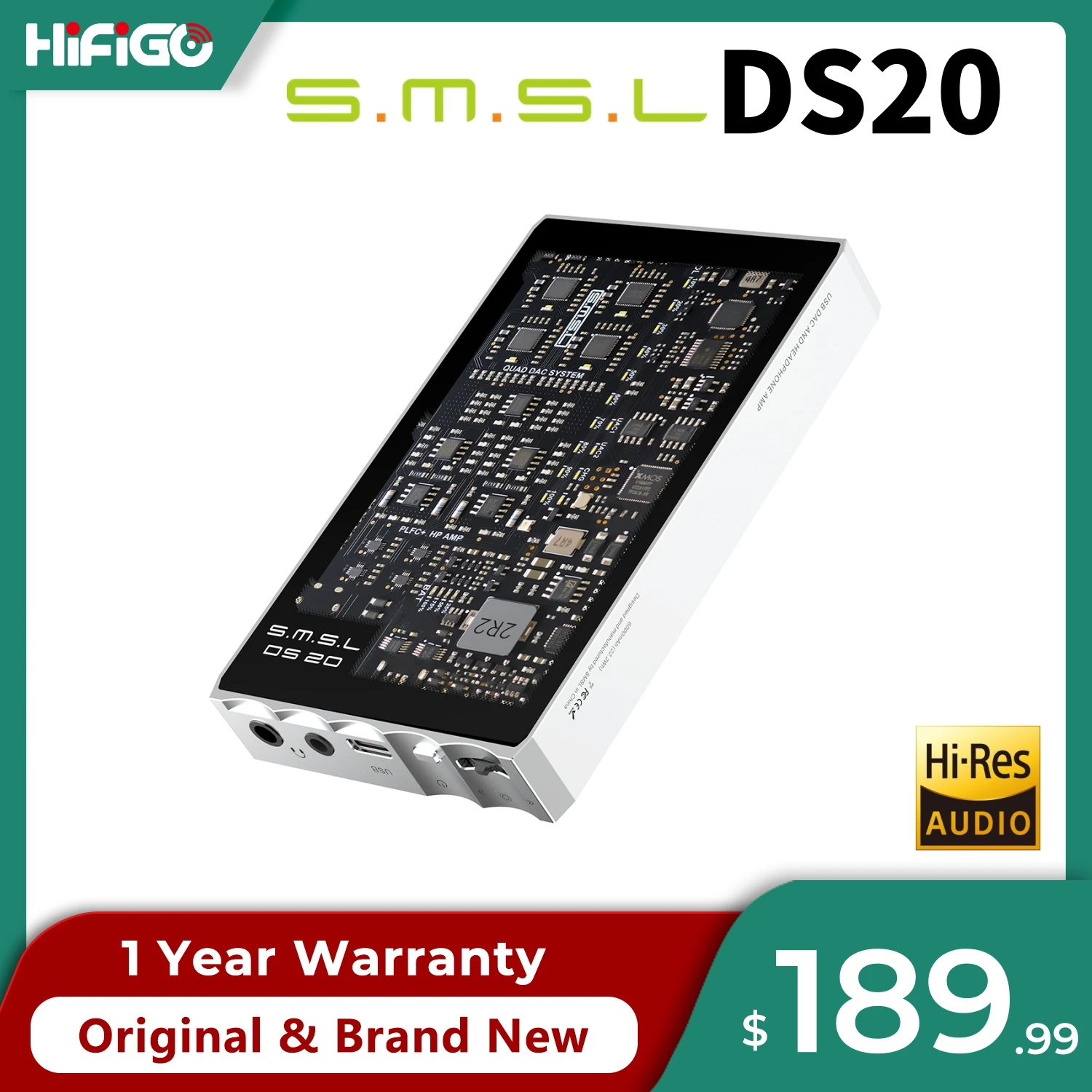 SMSL DS20 Portable DAC & Headphone Amplifier CS43131 Chip DAC Precision Decoding Dual USB Mode Compatibility