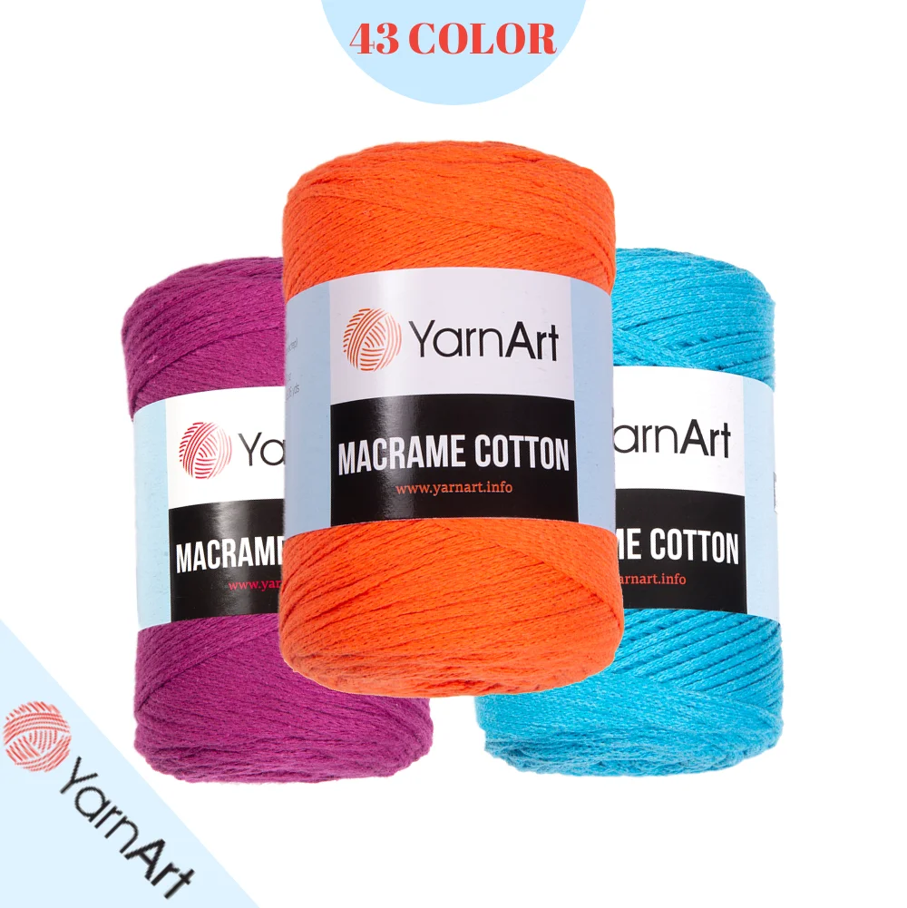 

YarnArt Macrame Cotton Yarn - 43 Color Options - 225 Meters(250gr) - Polyester - Runner - Supla - Cushion Cover - Flowerpot - Mat accessory - Mesh Bag - Hat - Belt - Wristband - Middle - Soft - DIY -MADE IN TURKEY