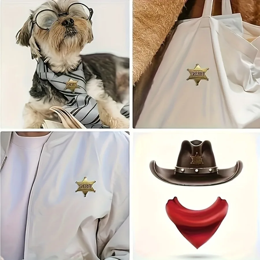 قطعة واحدة من شارة شريف الذهبية، طراز غربي قديم، مناسبة لإكسسوارات لعب الأدوار لفتاة رعاة البقر/الراعي البقر، أزياء الحفلات