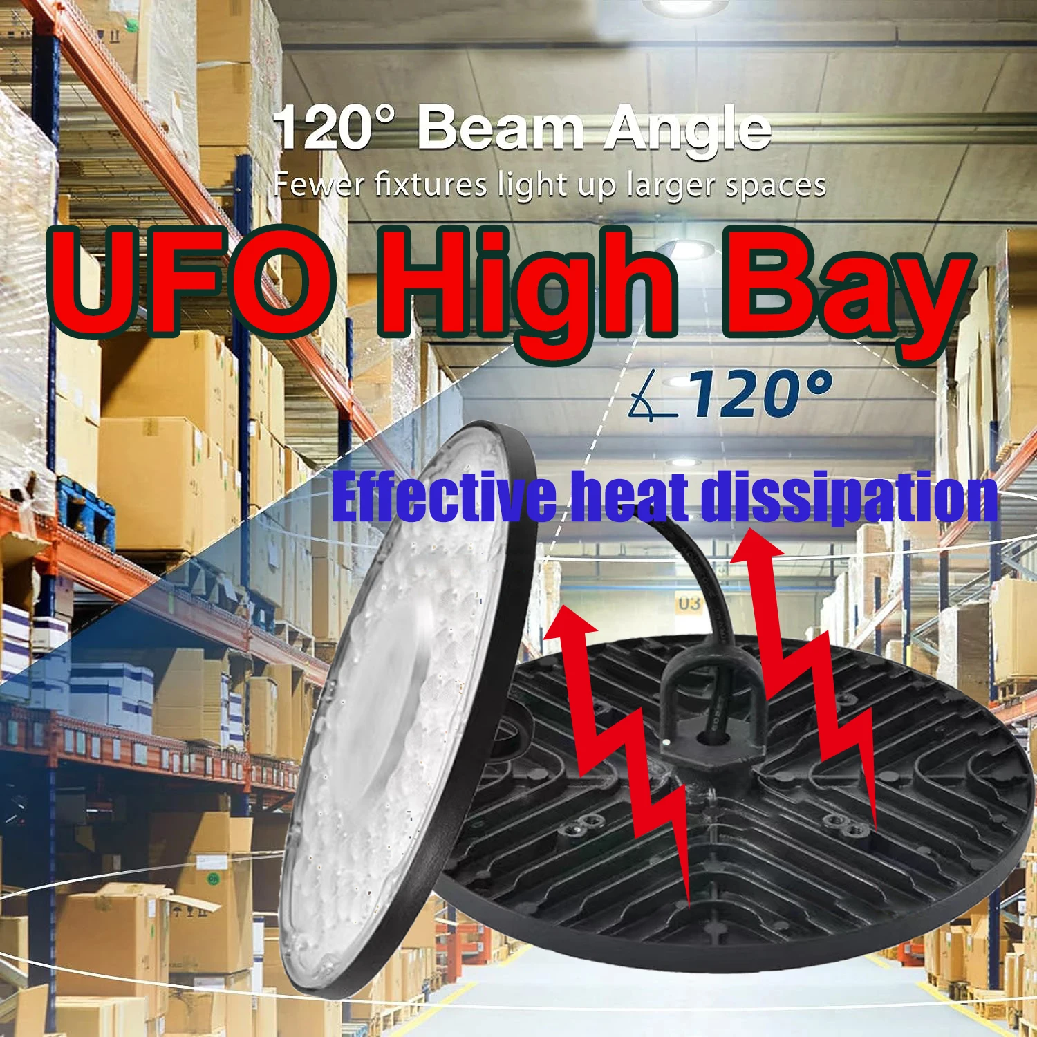 

UFO High Bay 100W/150W/200W LED IP65Waterproof Industrial Lighting Aluminum Case Super Bright Warehouse Garage Market Lighting