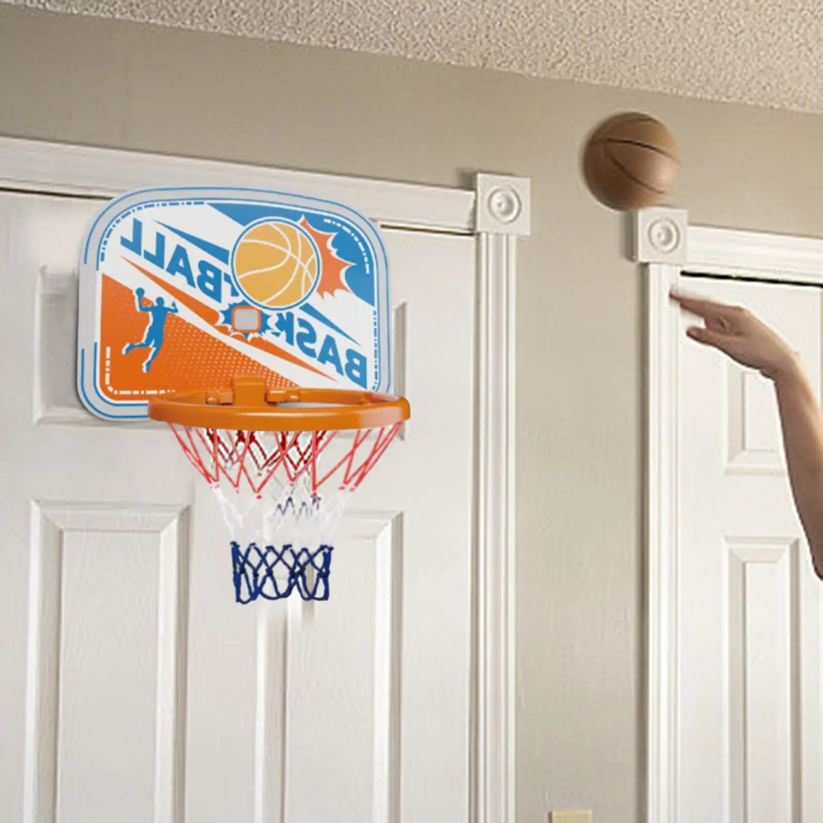 ミニバスケットボールフープおもちゃキット ボール1個付き 壁掛け式 ポータブル 面白いバスケットボール愛好家 屋内 ホーム ボーイズ ガール ドアルームゲーム用