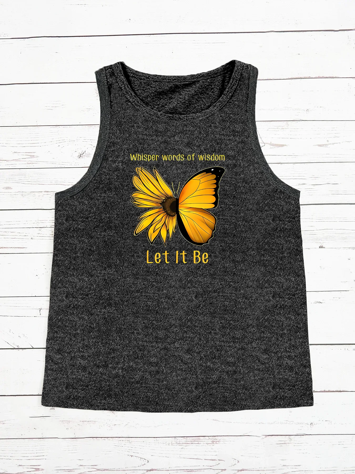 Whisper Words Of Wisdom Let It Be Butterfly Print Fashion Funny Sports Women's Tank Top Loose O Neck Sleeveless Casual Tank